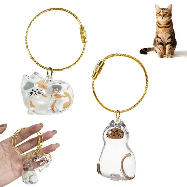 Cat Hair Keychain, Cat Fur Keepsake Capsule Pendant, Pets Hair Storage Keychain, Pet Fur Keepsake