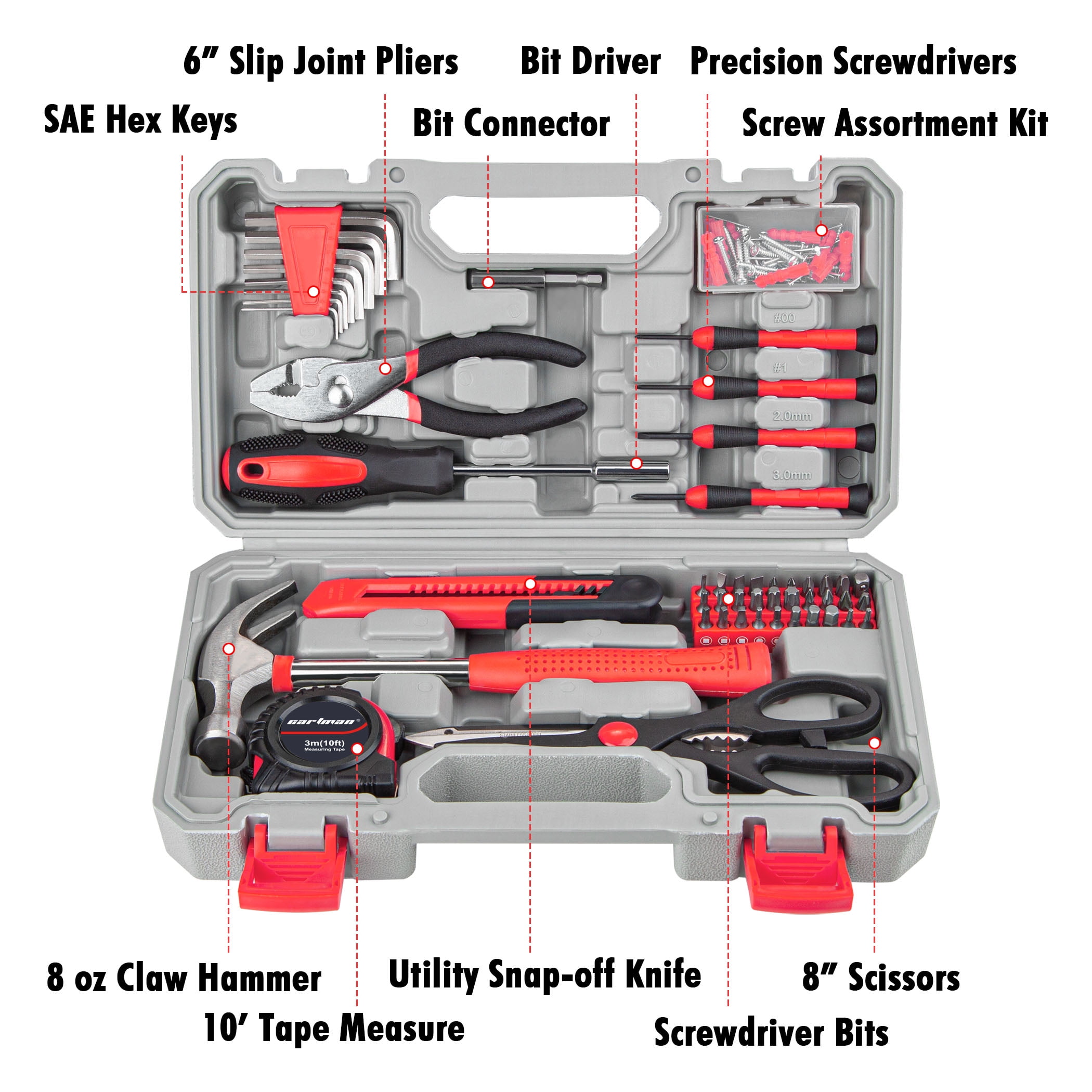 CARTMAN, 126 Piece Tool Set Heat Treated Chrome Finish Furniture Assembly Tool Set, 126 Piece