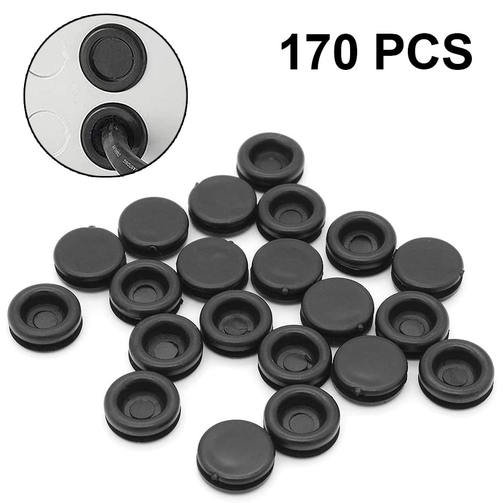 170Piece Flush Mount Black Hole Plug Assortment for Auto Body Size 7.14mm-25.4mm 