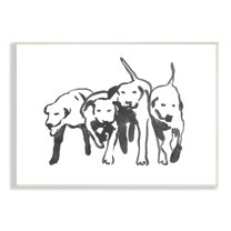 Stupell Industries Row Of Pet Dogs Black White Watercolor Outline, 10 x 15, Designed by Emma Caroline