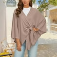 thumbnail image 2 of CAIVO Women Soft Open Front Poncho Sweater Shawl Front Knit Lightweight Travel Solid Color Autumn Winter Relaxed Fit Wear, 2 of 5