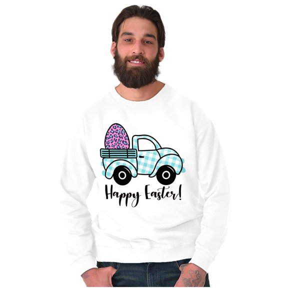 Happy Easter Plaid Egg Hunt Truck Women Crewneck Sweatshirt Brisco Brands S