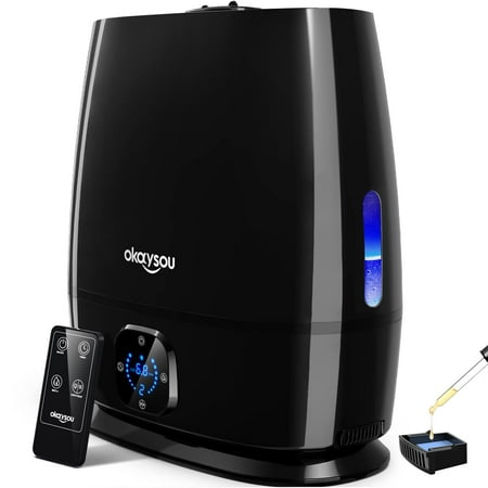 Okaysou Humidifiers, 6L Smart Humidifier and Diffuser for Bedroom Large Room W/Remote Control, Filterless, 50 Hour Top Fill Cool Mist Humidifiers with Humidistat for Babies, Plant, Sleep Mode, Timer