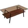 thumbnail image 5 of Rectangle Coffee Table, Tempered Glass Tabletop with Black Metal Legs, Modern Table for Living Room , Brown Glass, 5 of 8