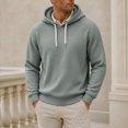 thumbnail image 2 of Ozmmyan Plus Size Mens Waffle Knit Hooded Long Sleeve Relaxed Fit Casual Pullover Hoodie Fall Winter, 2 of 8