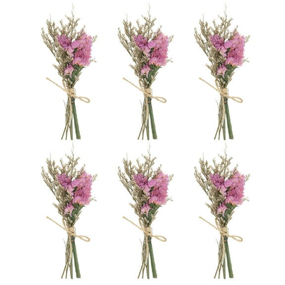Uxcell Mini Dried Flower Bouquet 6 Pcs Forget-me-not Natural Wildflower with Stem Decor Boho Floral Plant Flower Pink