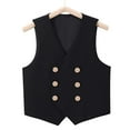 thumbnail image 2 of XASZHN Boy's 4 Button Double Breasted Formal Suit Vest Black_003 11-12 Years, 2 of 4