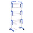 thumbnail image 5 of Homemart Clothes Drying Rack, 4-Tier Foldable Laundry Drying Rack, Stainless Steel Garment Clothes Dryer Indoor or Outdoor Standing Clothing Rack with Wheels, Blue, 5 of 6