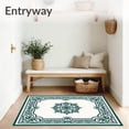 thumbnail image 3 of ODIKA 8'x10' Machine Washable Non-Slip Area Rug, Medallion Plush Floor Covering with Ornate Details High Traffic Rug, Green, 586495, 3 of 5