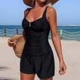 thumbnail image 7 of Xijirk Tankini Swimsuits for Women,Two Piece Swimwear with High Waist Wide Leg Pants and Side Pockets Bikini Breathable Beachwear for Beach,Swimsuit for Women,S,Black, 7 of 7