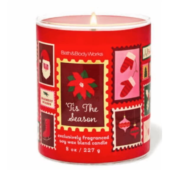 Bath & Body Works Tis The Season 8 oz Scented Single Wick Candle, Soy Wax Blend