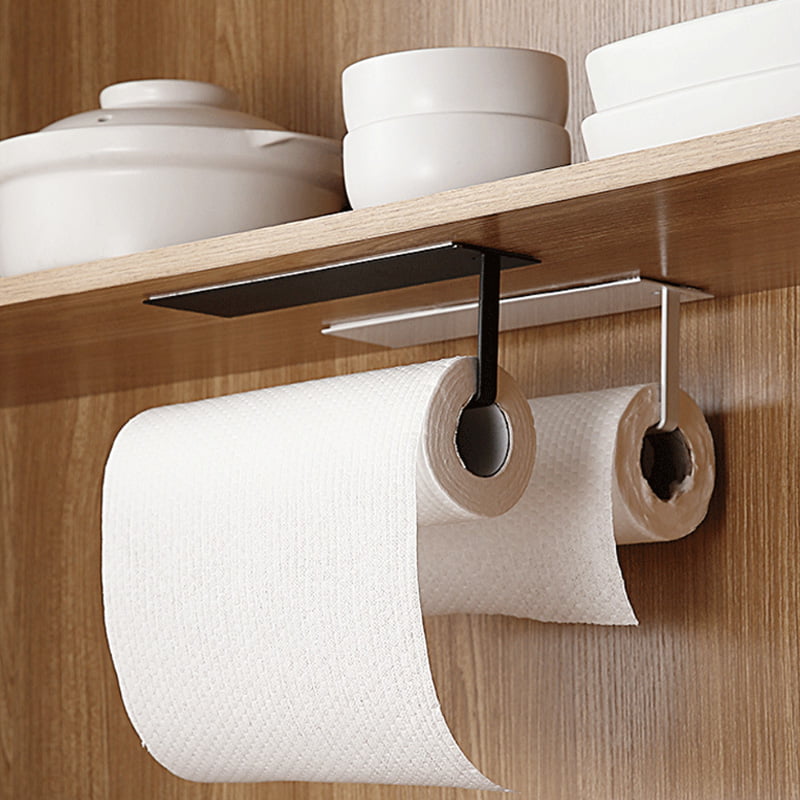 Kitchen Towel Holder Black Hanger Rack for Kitchen and Bathroom Under Cabinet 