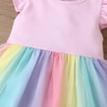 thumbnail image 6 of XBASW Baby Toddler Rainbow Dress Short Sleeve Tulle Princess Dresses Girls Cotton Sundress for 9M-4T, 6 of 10