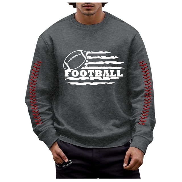 Chandail en Molleton à Col Rond Imprimé Rugby Automne Hiver pour Hommes, Chaud et Confortable, Mode Sans Capuche, Chandail Décontracté