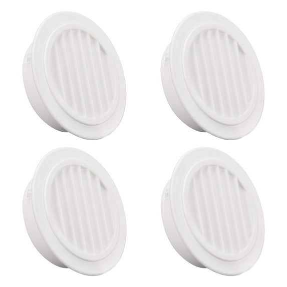 Unique Bargains Round Vent Cover ABS Plastic Adjustable Air Vent Cover White 4pcs 2.68" x 1.34"