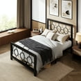 thumbnail image 3 of Sifurni Twin Size Metal Platform Bed Frame with Modern & Vintage Headboard and Footboard, Black, 3 of 10