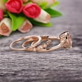 thumbnail image 5 of Trio Set Art Deco 2.30 Carat 7mm Cushion Cut Morganite Engagement Ring Wedding Set On 10K Rose Gold Shining Startling Ring Anniversary Gift, 5 of 6