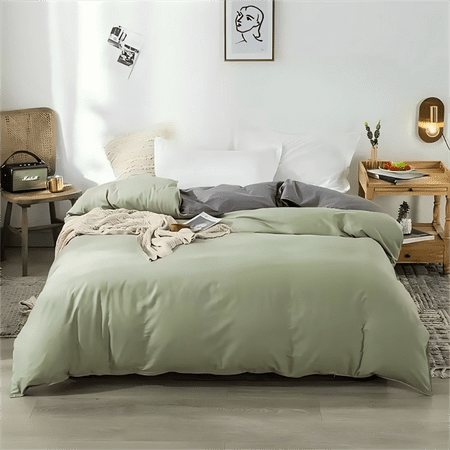 Organic Club King Size Cotton Duvet Cover Set of 3 Comforter Cover with 2 Pillowcases with Envelope Closure 100% Cotton Bedding Set Machine Washable Green