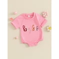 thumbnail image 2 of Bagilaanoe Newborn Baby Girl Summer Rompers Letter Embroidery Short Sleeve Bodysuits 3M 6M 12M 18M 24M Infant Casual One Piece Short Jumpsuit, 2 of 8