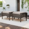 thumbnail image 2 of PARKWELL 2 Pieces Outdoor Patio Ottoman - All Weather Rattan Wicker Footstool Footrest Seat with Removable Cushions - Beige, 2 of 8