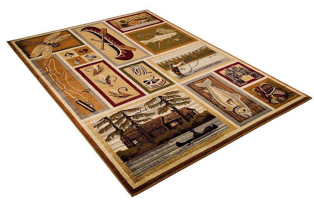 HR NATURE, FISHING, LAKE, LODGE AND MORE.. CABIN AREA RUG (5'2"X7'3