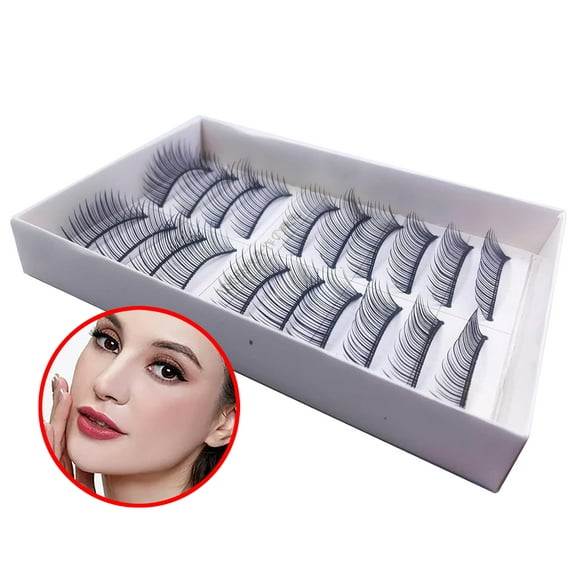 False Lashes Fake Eyelashes  Nude Makeup Look with 10 Pairs of Natural, Reusable Eyelashes Suitable for Contact Lens Wearers