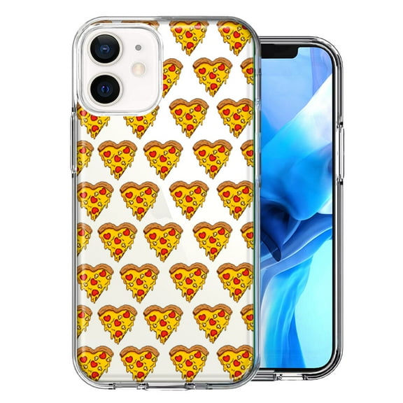 MUNDAZE For Apple iPhone 12 Pizza Hearts Polka dots Design Double Layer Phone Case Cover