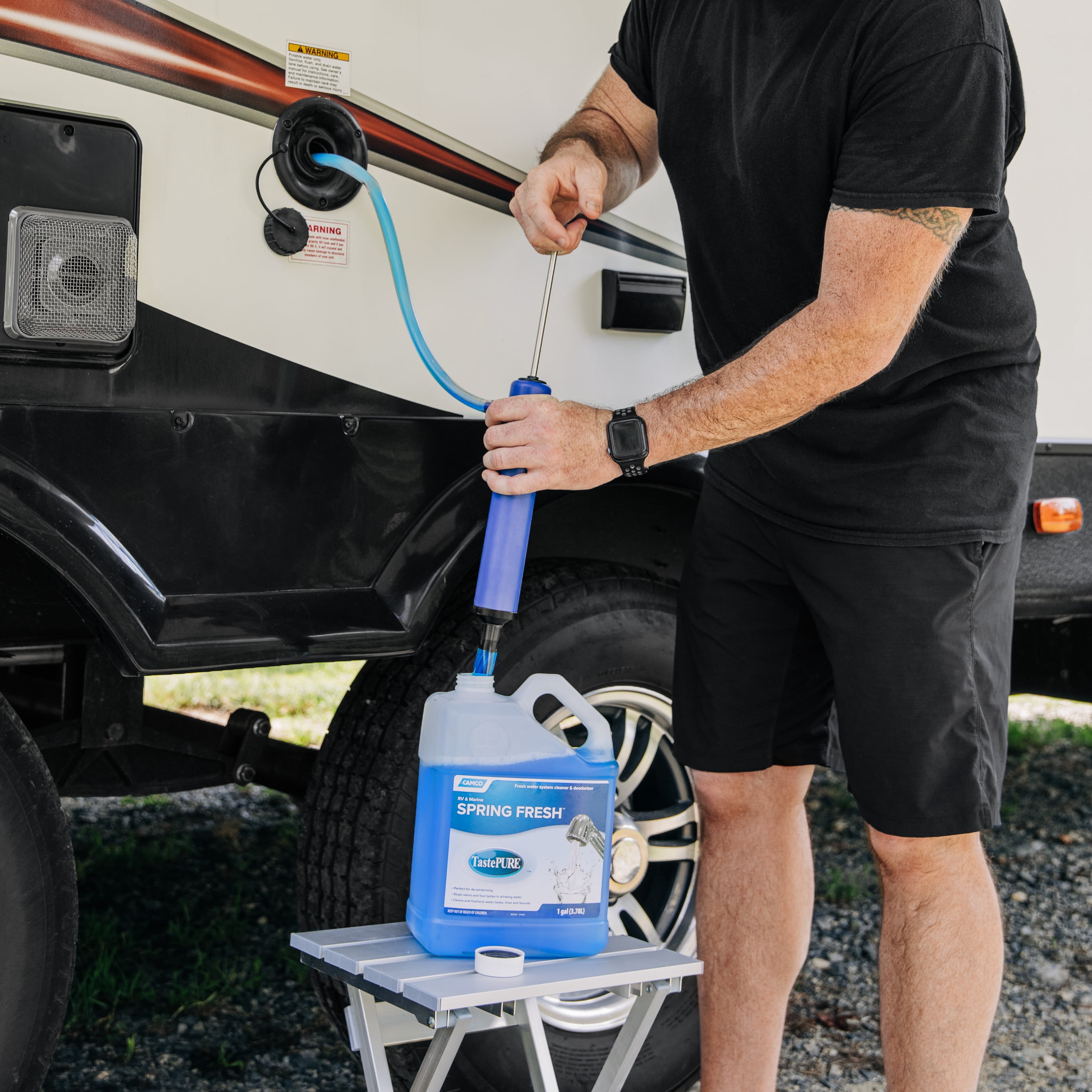 Camco TastePURE RV Water System Cleaner & Deodorizer, Spring Fresh Scent, 1 Gallon (40207)