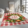 thumbnail image 3 of Area Rug Machine Washable Simple Christmas Wreath Theme, 7 X 8 ft Large Carpet Foldable for Bedroom Dining Room Home Office, Red Fade Stain Resistant Indoor & Outdoor Rugs, 3 of 7