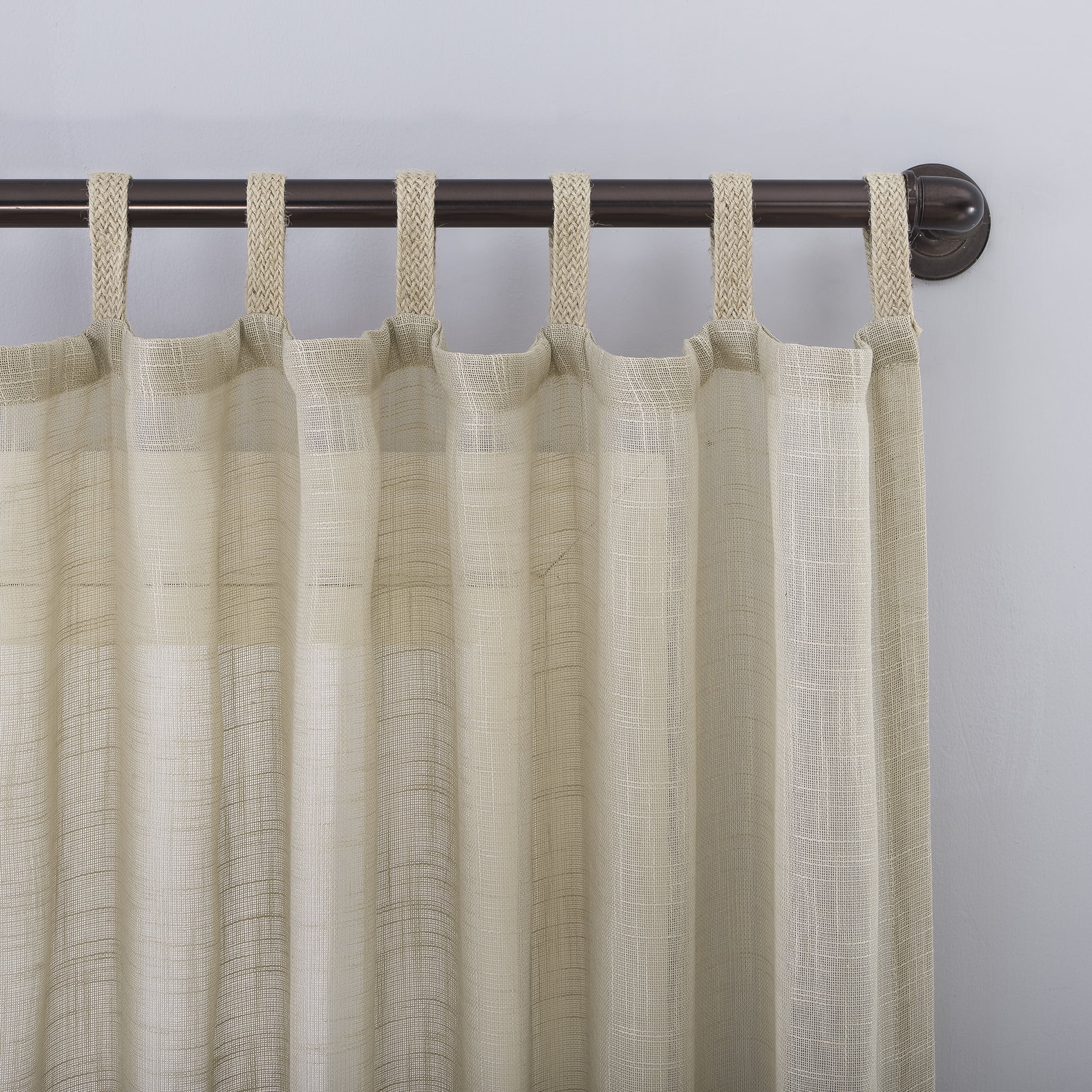 No. 918 Ceri Linen Texture Jute Tabs Semi-Sheer Tab Top Curtain Panel
