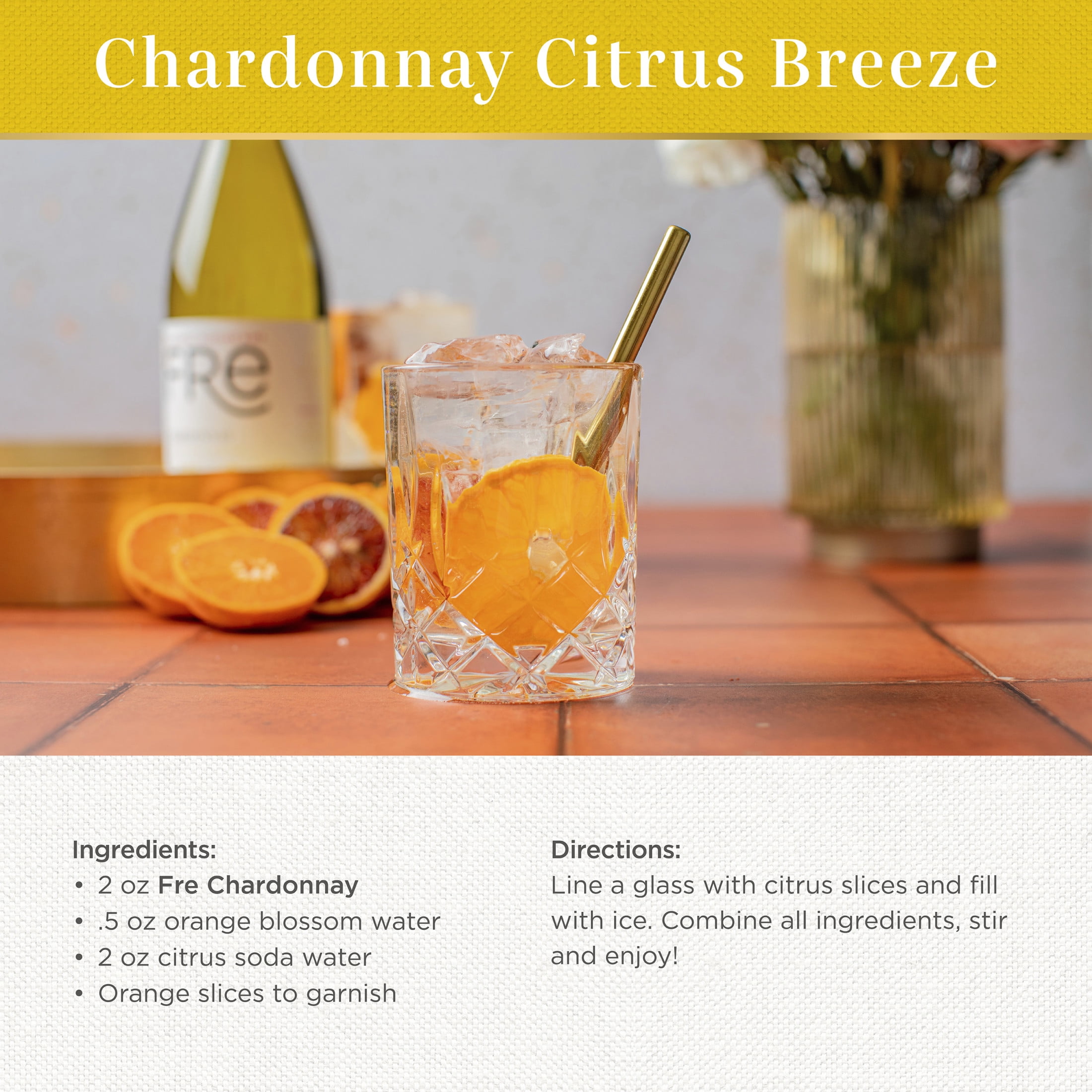 FRE Chardonnay California White Wine, Alcohol-Removed, 750 ml Glass Bottle, 0% ABV