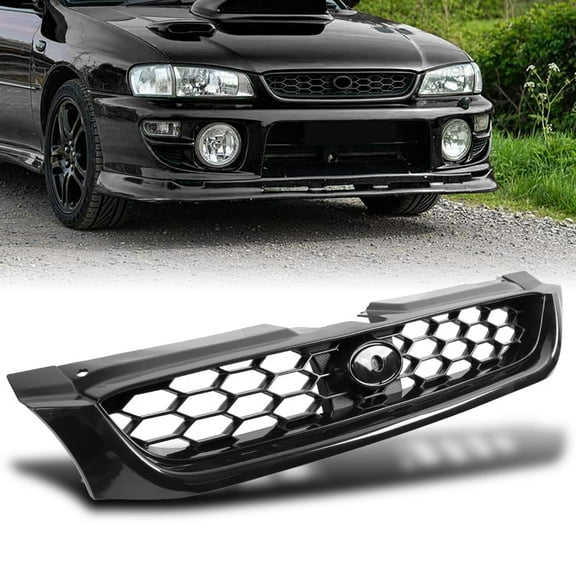 For  1997 1998 1999 2000 2001  Subaru Impreza 6th Front Bumper Grille Grill Mesh Kit Black
