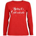 thumbnail image 1 of Noël Bébé Il Fait Froid Dehors Script Flocons de Neige T-Shirt à Manches Longues pour Femmes, 1 of 1