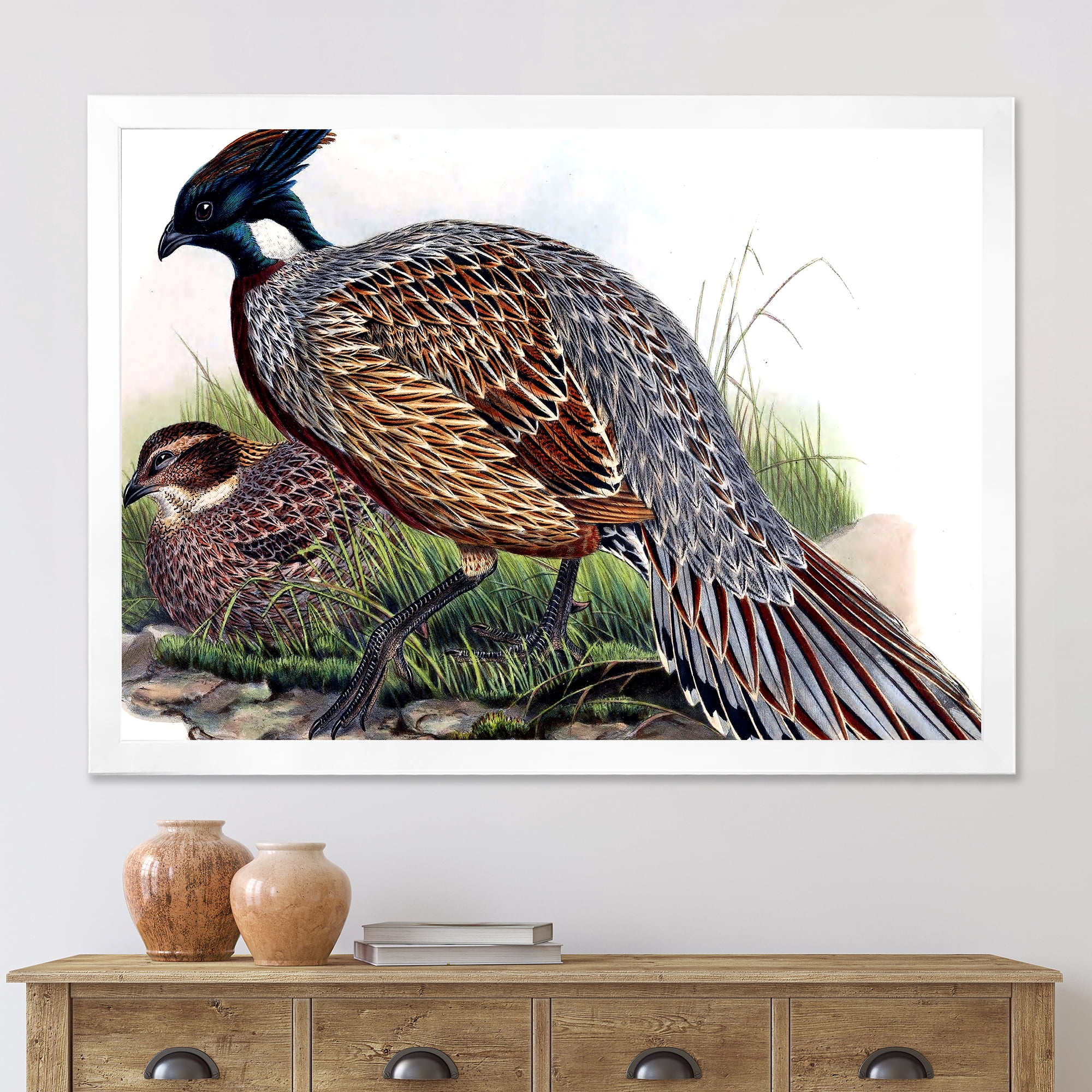 Designart 'Close Up Of Vintage Countryside Birds' Farmhouse Framed Art Print