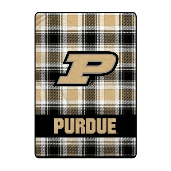 Pegasus Purdue Boilermakers 66" x 95" Oversized Plaid FAN-mily Ultra Cozy Blanket