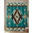 thumbnail image 4 of Ethnic Style Pattern Shower Curtain, Retro Green Abstract Weaving Art Waterproof Shower Curtain Set with 12 Hooks Lightweight Washable Fabric Shower Curtains for Bathroom 60x72 Inches, 4 of 6