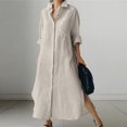 thumbnail image 6 of ZANZEA Women Long Sleeve Button Down Side Split Hem Casual Loose Long Shirt Dress, 6 of 6