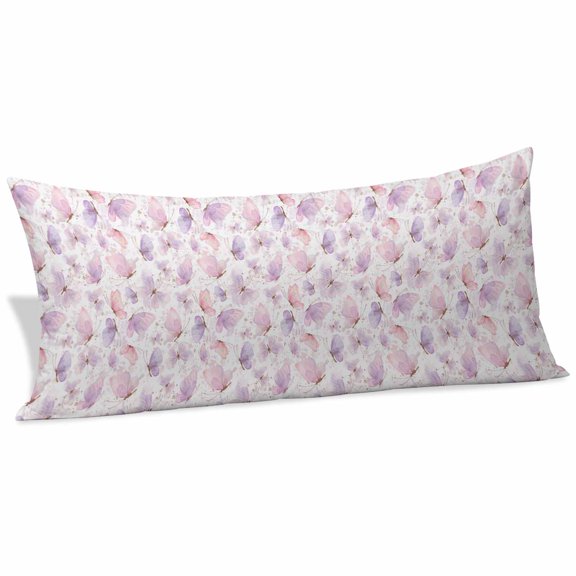 Pink Purple Butterfly Body Pillow Covers 20"x54", Spring Watercolor Butterfly Soft Brushed Microfiber Breathable Throw Pillow Covers, Pillowcase with Zipper for Couch Sofa Bedroom Living Room