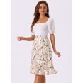 thumbnail image 2 of DARING DIVA Women's Floral Ruffle Hem Elastic Back Split Skirt L White, 2 of 6