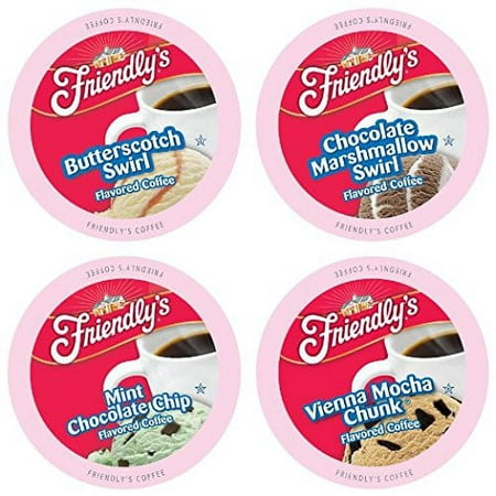 20 Count Friendly's Variety Coffee K cups Flavored including Mint Chocolate Chip, Butterscotch Swirl, Vienna Mocha Fudge and Chocolate Marshmallow Swirl