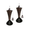 Legends Direct Set of 2, Oahu Premium Metal Tabletop Cone Torches for Outdoor, Tall- Tiki Style /w Snuffer, Fiberglass Wick & Large 35oz Oil Lamp - Outdoor Decorations (Brushed Bronze)