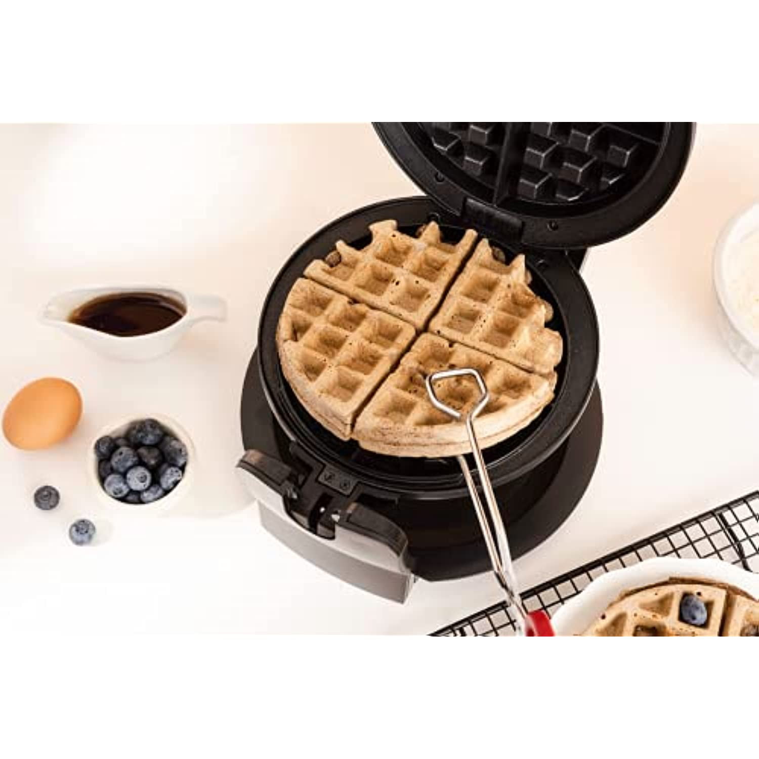 Bella Classic Rotating Belgian Waffle Maker Polished Stainless Steel
