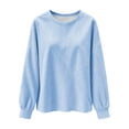 thumbnail image 3 of AKOEE Striped Sweatshirts for Women Crewneck Baggy Pullover Long Sleeve Tops Casual Loose Fall Winter Sweaters (XL, Light Blue), 3 of 8