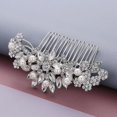 thumbnail image 2 of Crystal Wedding Hair Comb Bridal Hair Comb Pearl Wedding Headpiece Silver Hair Accessories, 2 of 4