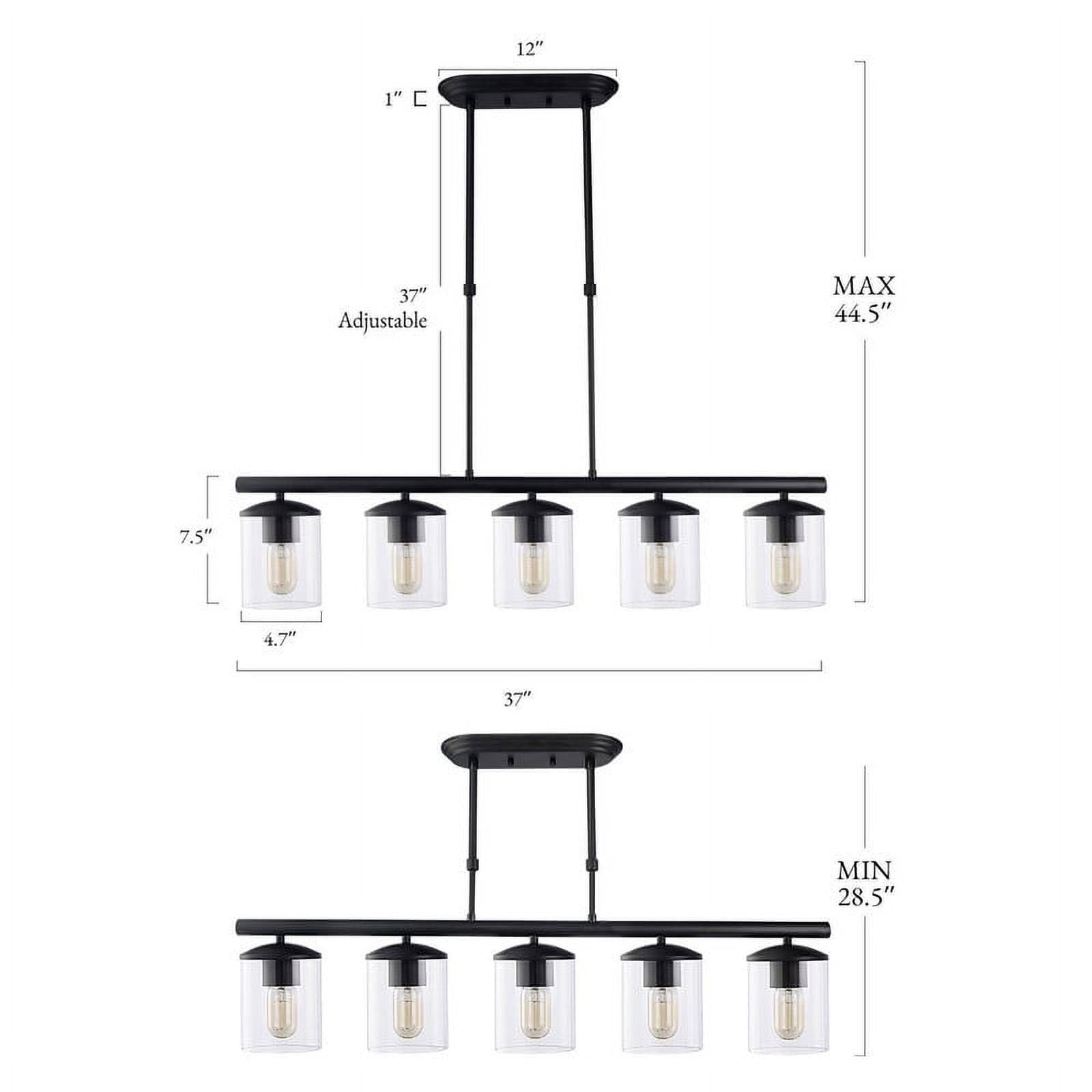 LNC Modern Black 5-Light Linear Kitchen Island Pendant with Clear Glass Shades