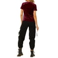 thumbnail image 4 of INSPIRE CHIC Women's Party Velvet Shirt Crew Neck Short Sleeve Casual T-Shirt M Burgundy, 4 of 8