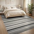 thumbnail image 3 of ODIKA 8'x10' Washable Area Rug Non-Shedding, Easy Care, Striped Modern Farmhouse With Bold Pinstripe And Banded Border for King Size Bedroom Under Bed, Master Suite, 3 of 7