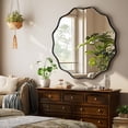 thumbnail image 3 of BEAUTYPEAK 36" Wavy Round Bathroom Mirror Wall Decor with Deep Frame, Black, 3 of 10