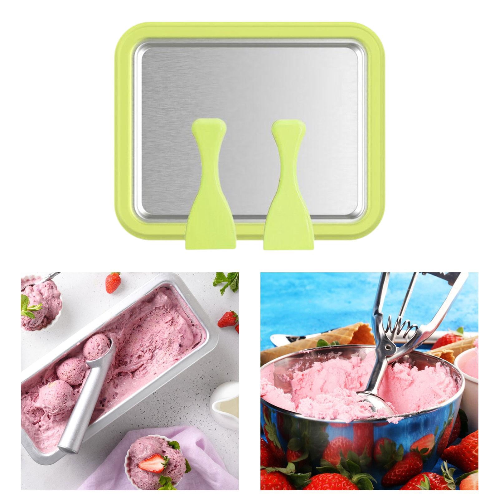 Fiocias Ice Cream Plate Maker Fried Ice Tray Interactive DIY Portable Instant Gelato Pan Green