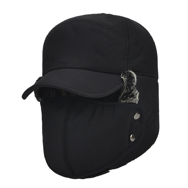 Gorra de piel sintética sencilla con visera y funda de esquí resistente al viento para hombre